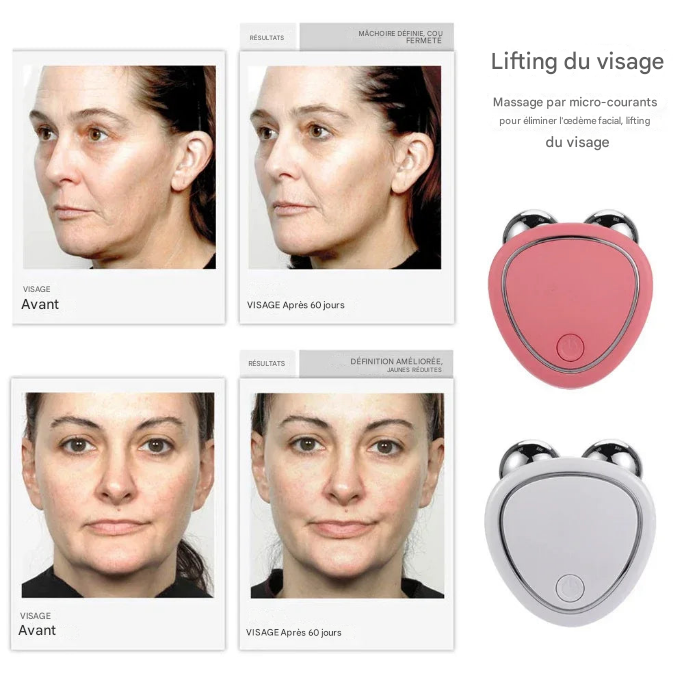 Rouleau de Massage Facial EMS - Lifting et Raffermissement par Microcourants